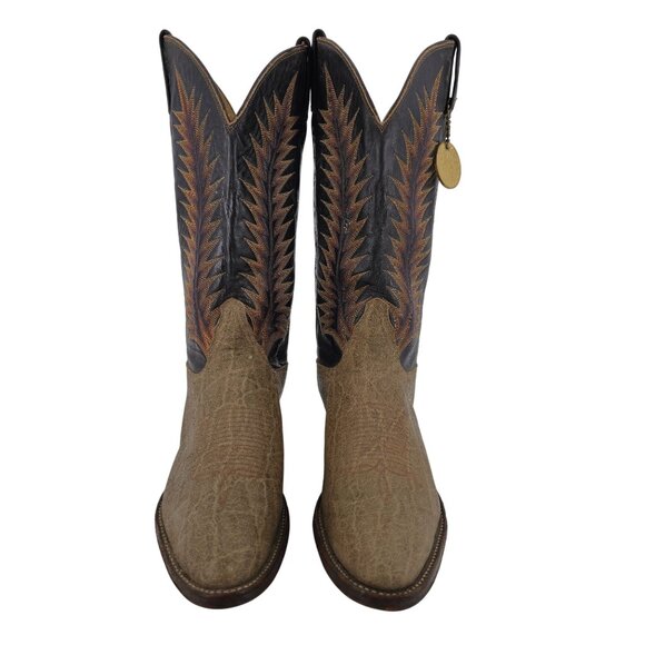 Vintage Tony Lama Exotic Leather Men's Size 9E Brown Cowboy Western Boots USA - Picture 8 of 16